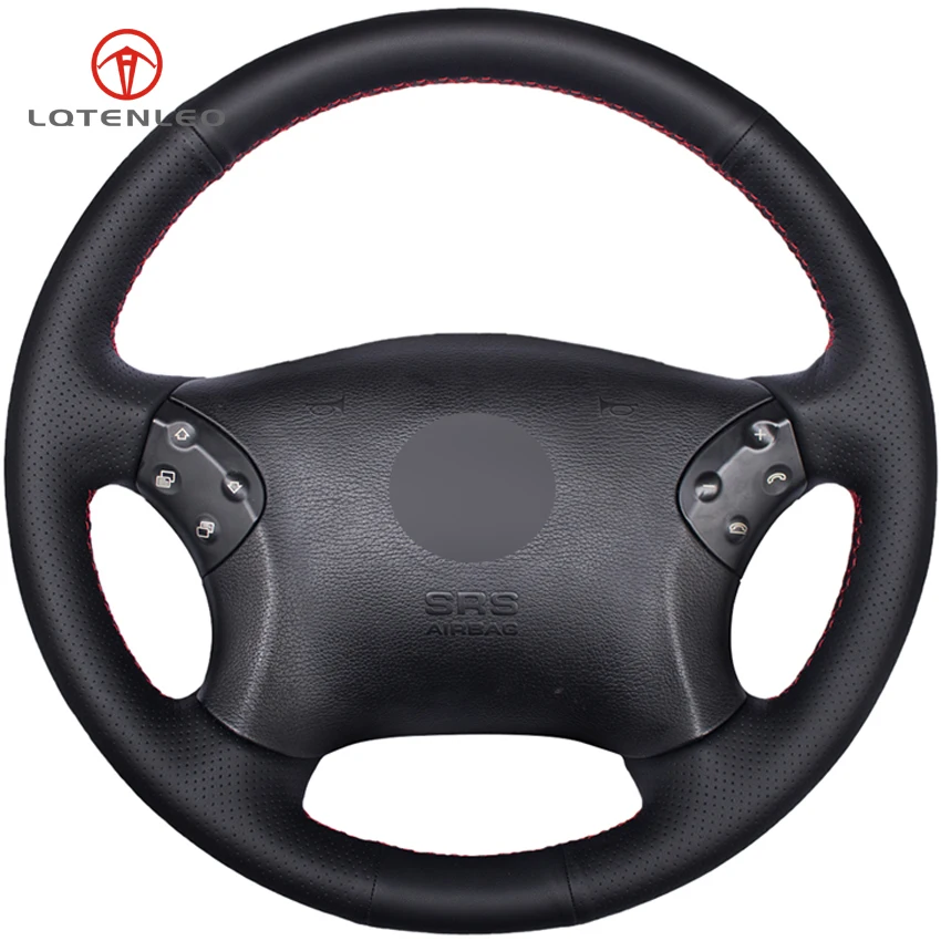 LQTENLEO черный из натуральной кожи DIY сшитый вручную чехол рулевого колеса