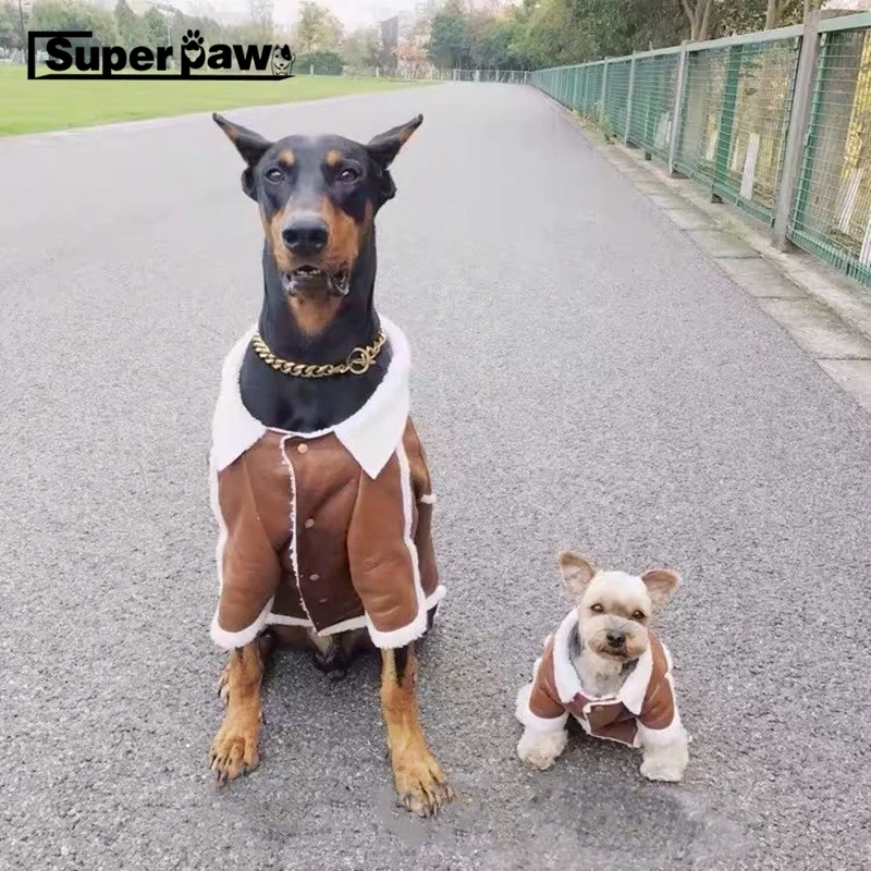 Модная куртка зимняя теплая для маленьких средних и крупных собак французского