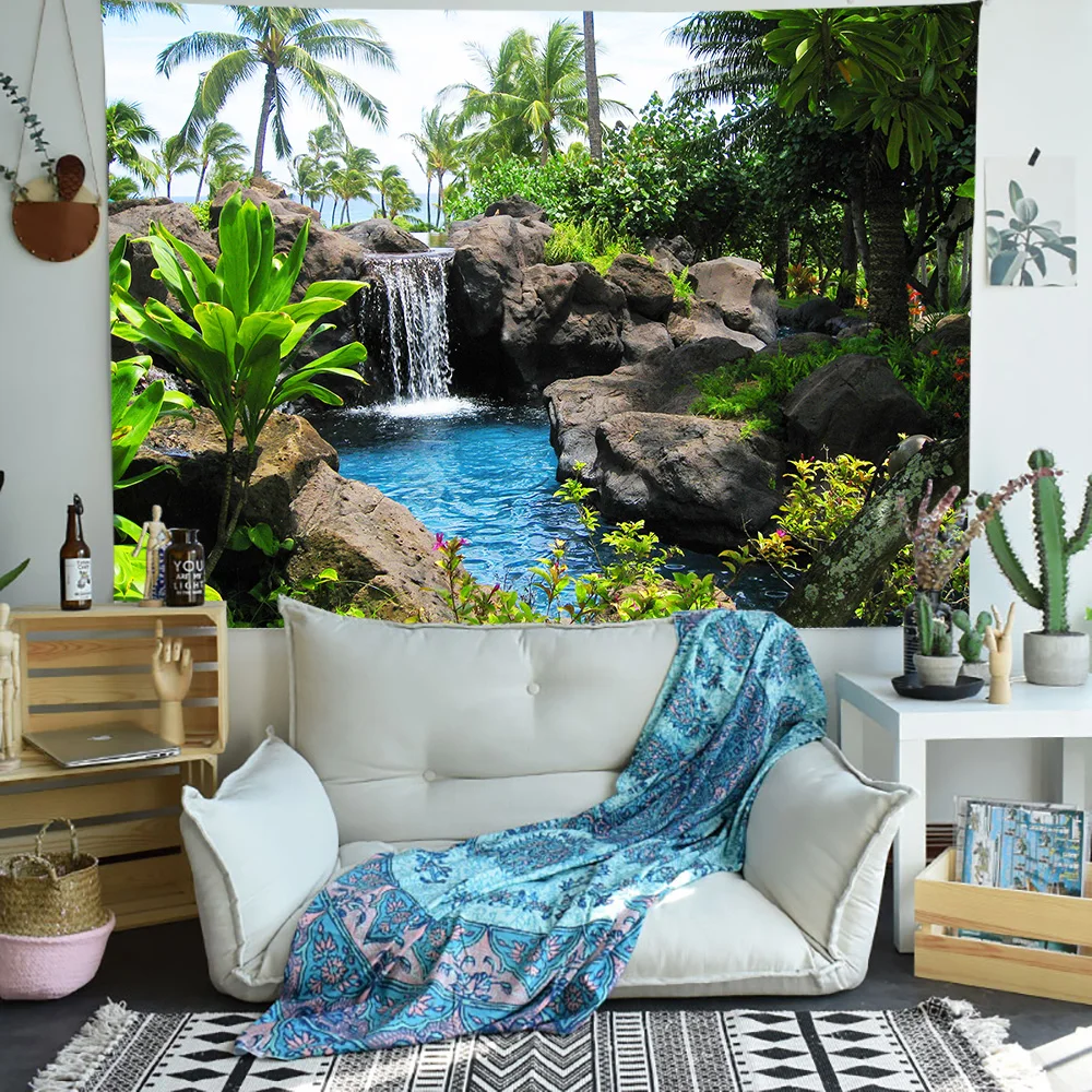 Simсант психоделический зеленый лес гобелен Триппи гриб кролик настенные