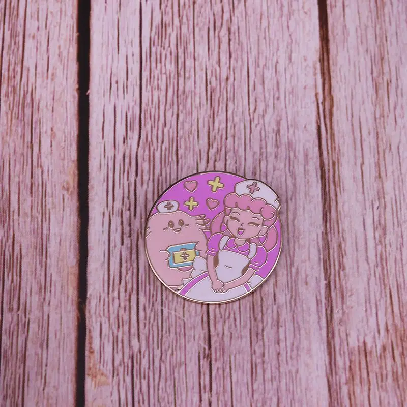 Милые эмалированные булавки с рисунком манги животных эльфов круглые брелки из