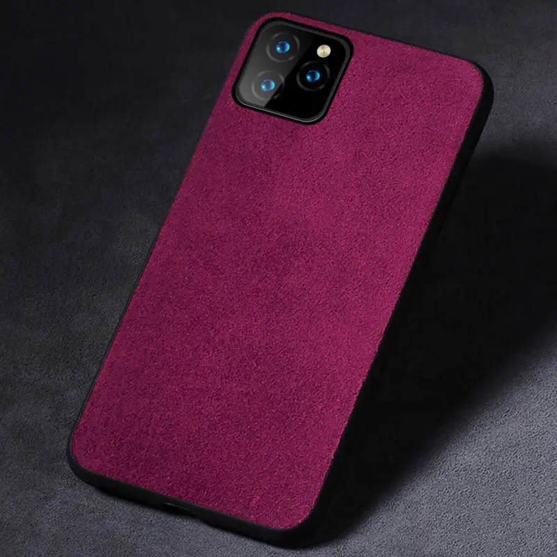 Розовый Чехол для телефона из натуральной коровьей замши для Apple iphone 11 11Pro 11 Pro Max X XR XS max 6 6S 7 8 plus 360 полный защитный чехол - Цвет: Розовый