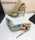 Veowalk искусственная рельефная женская сексуальная обувь с острым носком, женские туфли-лодочки на шпильках, женская обувь вечерние