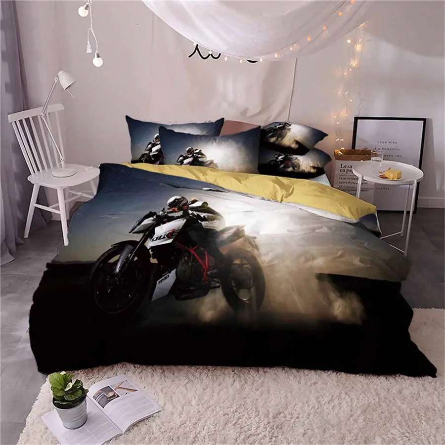 HELENGILI 3D Постельное белье с принтом &quotмотоцикл&quot постельное Bedcloth Наволочка на