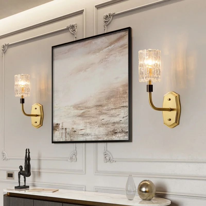 Villa church art deco copper wall lamp Mirror led sconce luxury brass light for Bedroom Living Room study indoor | Лампы и освещение