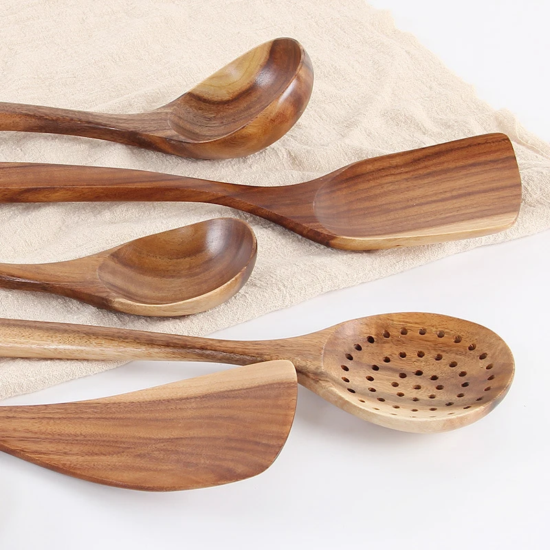 Набор кухонных инструментов столовая посуда из Натурального Тикового Дерева