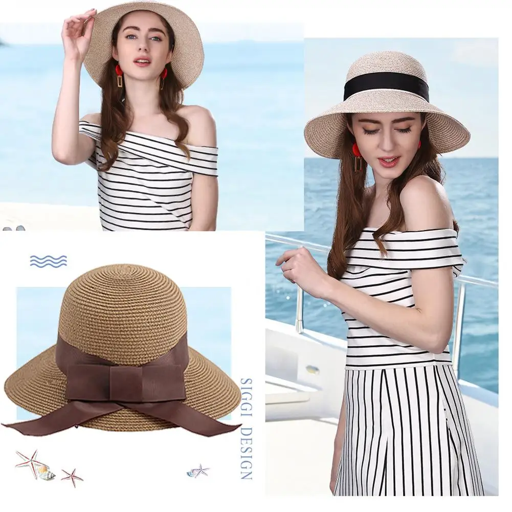 Simple Summer Parent-child Floppy Sun Beach Straw Hat Large Brim For Women Cap Girls | Спорт и развлечения