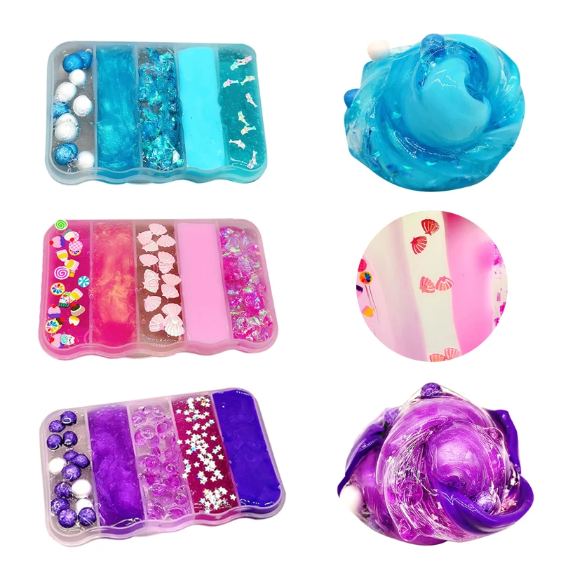 Дети смешивания DIY облако конфеты блесток слизи мягкий не липкий Кристалл грязи