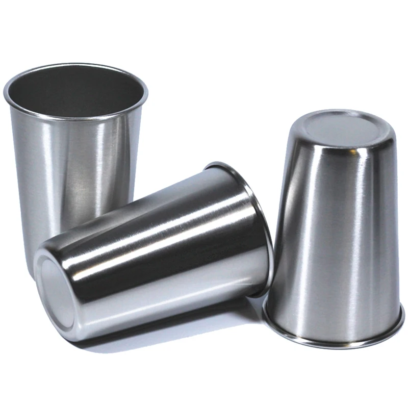 

6 Pack 8 Ounce Stainless Steel Cups Shatterproof Pint Drinking Cups Metal Drinking Glasses For Kids And Adults Silver