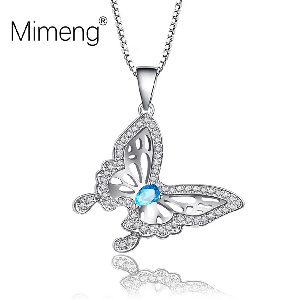 Креативное ожерелье Mimeng женское с кулоном в виде бабочки из ажурного хрусталя