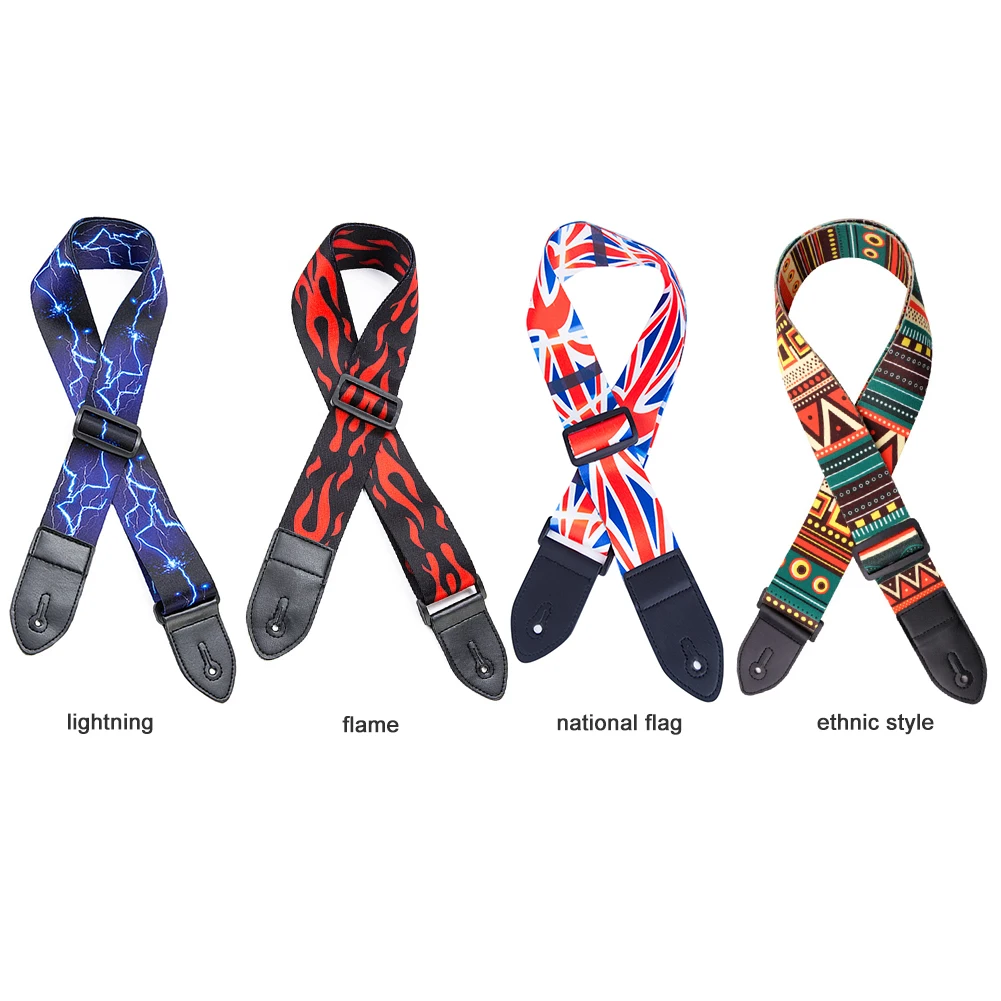 

PU Leather Guitar Strap Adjustable Belt Pattern for Bass Folk Acoustic Guitar Musical Instrument Accessories