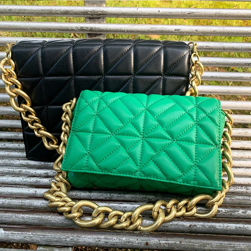 

2021 Women's Shoulder Bags Thick Chain Quilted Shoulder Purses and Handbag Women Clutch Bags Ladies Hand Bag Crossbody Bag