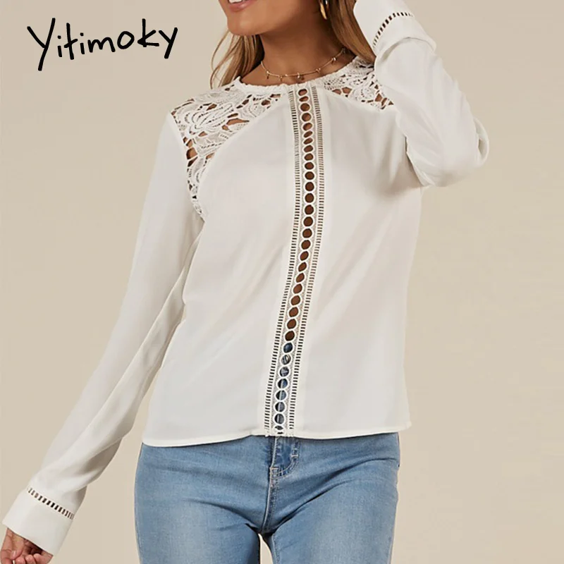 Кружевные открытые женские блузки и топы с длинным рукавом шифоновые Женские