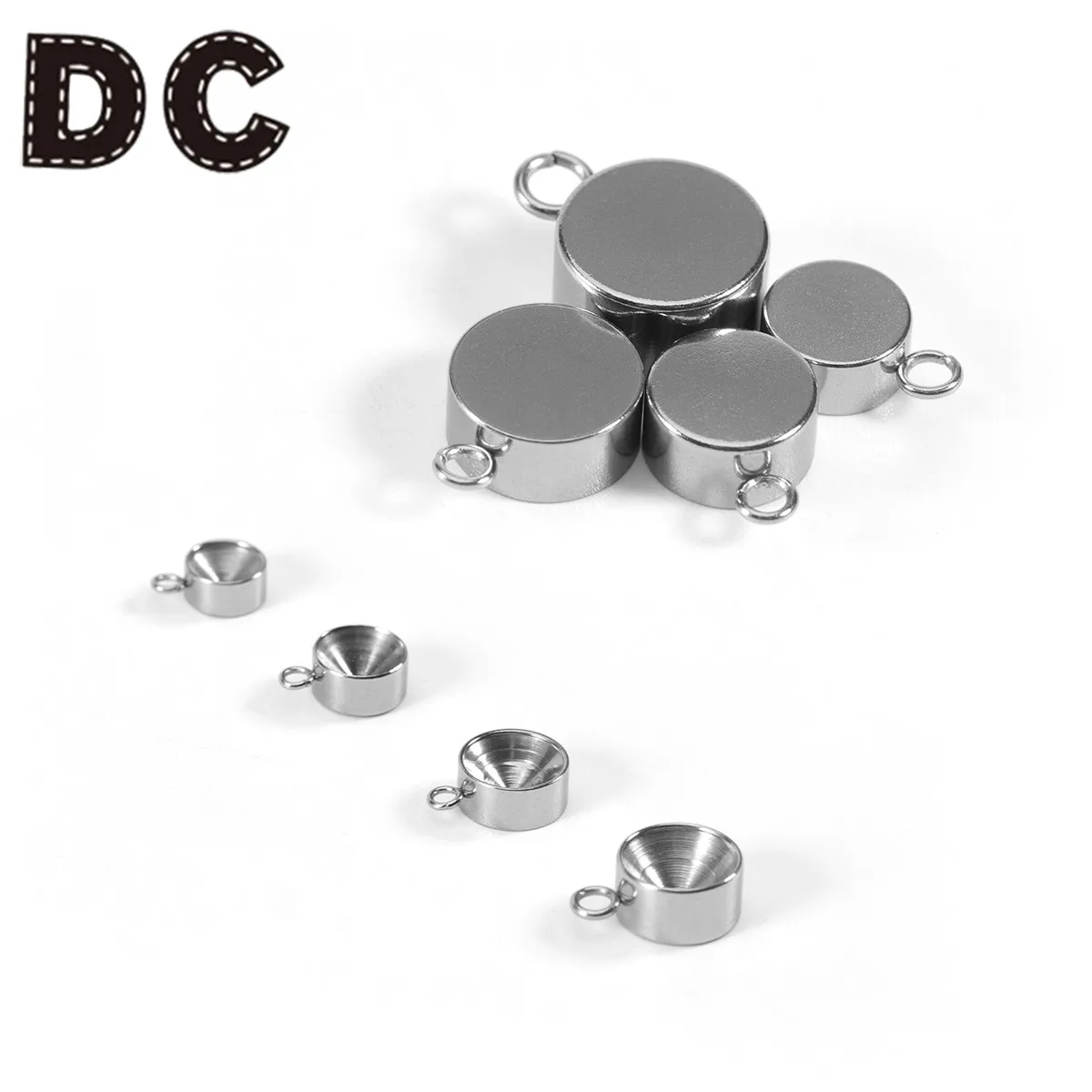 

DC 2020 20pcs/lot Stainless Steel Stone support single / double pendant 4/5/6/7/8/9/10mm For Diy Charm Pendant Jewelry Making