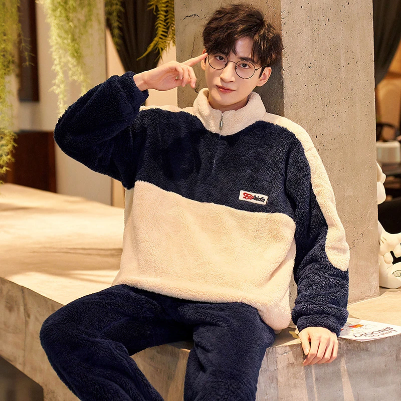 Top Quality Women's Pajamas Set Cute Flannel Sleepwear Homewear Men Couple Thick and Warm Winter Pyjamas for Women and Men