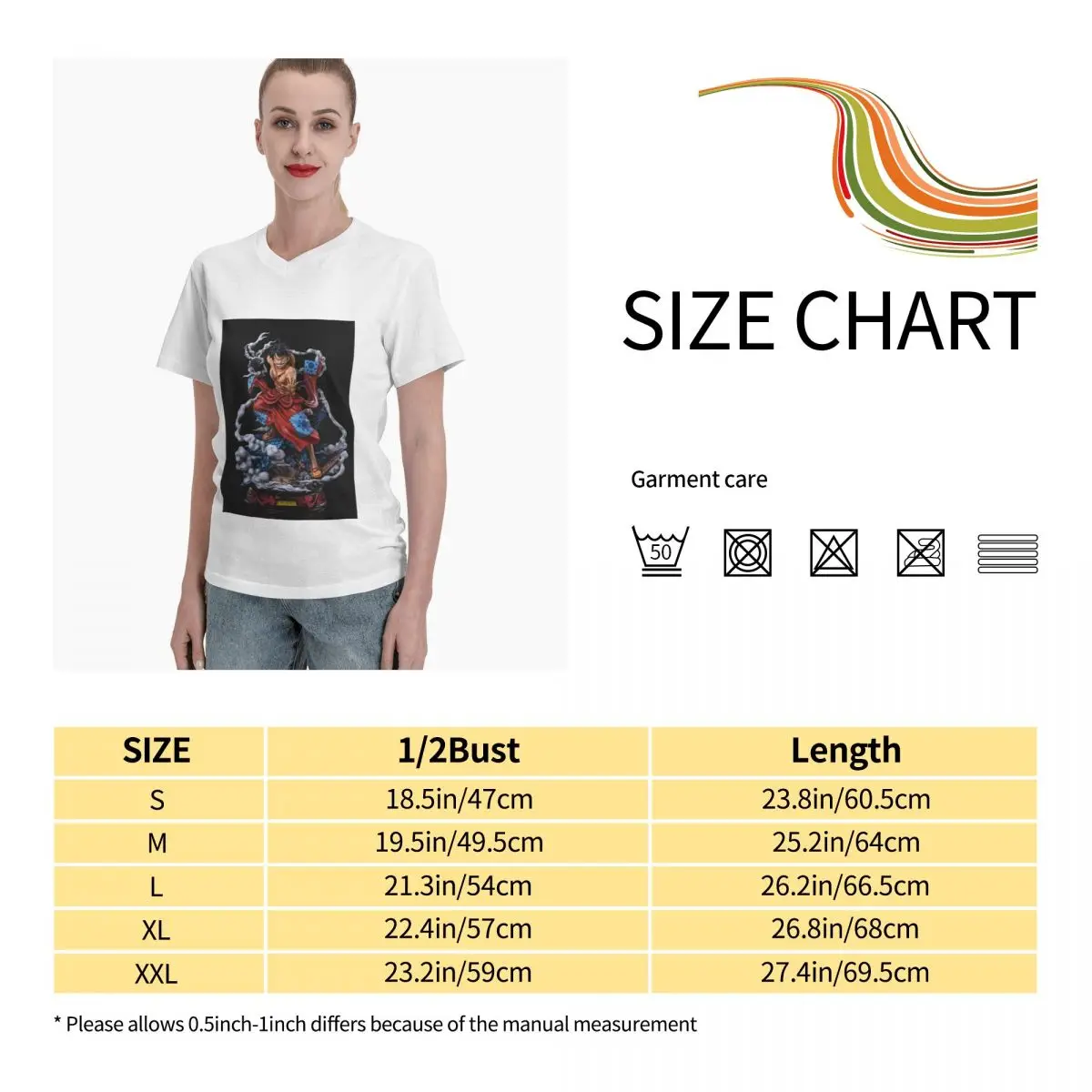 

Anime Fans Monkey D Luffy 3 womens T Shirts Soft and comfortable V-neck T-shirt with short sleeves