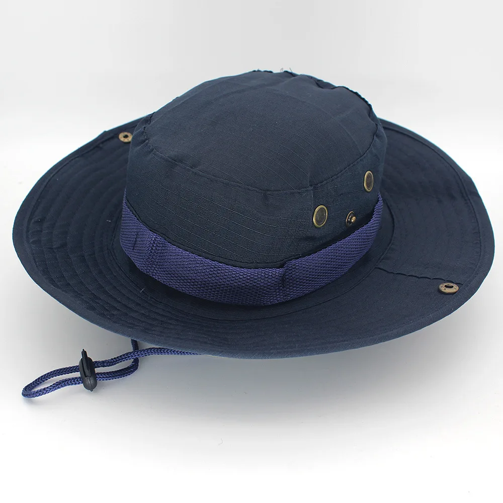 Navy Blue Шляпа Bonnie Bob Jungle, Панама, сафари, животное, для мужчин и женщин, уличная Военная камуфляжная Панама, шляпа для рыбалки, кемпинга, солнца, рыбалки - Цвет: Navy Blue