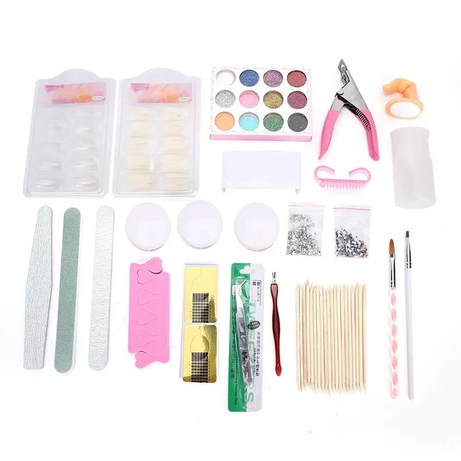 Набор для дизайна ногтей сделай сам акриловый порошок Типсы кисть инструменты