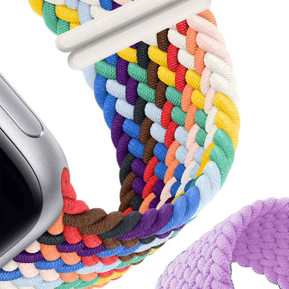 

Pride Braided Solo Loop Band For Apple Watch Se Strap 44mm 40mm Elastic Watchband Bracelets on Smartwatch Series 65432 42mm 38mm