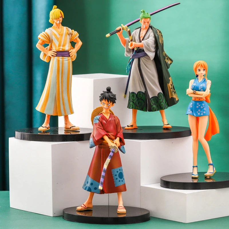 Anime One Piece Action Figure Toys Luffy Roronoa Zoro Vinsmoke Sanji Usopp Model Collection Figurine Statue 17cm Gifts for Boy