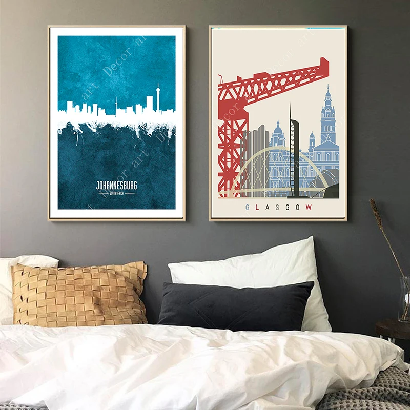 City of Glasgow United Kingdom Vintage Travel Posters Canvas Painting Kraft Poster Coated Wall Sticker Home Decoration Gift | Дом и сад