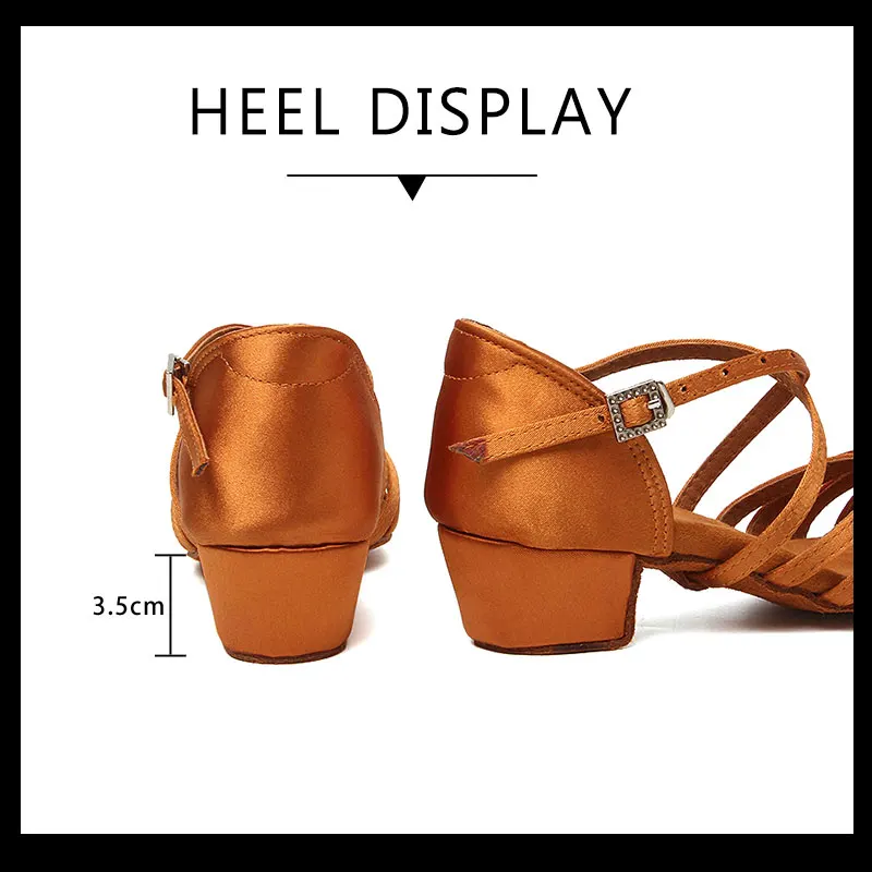 SWDZM Women Latin Dance Shoes Children Ballroom Girl Dance Shoes Kids low heel Salsa/Jazz dancing Shoes for girls indoor Sandals