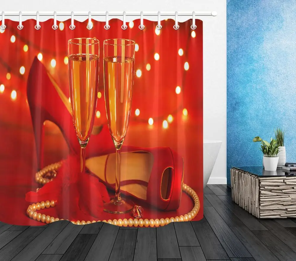 Романтическая красная занавеска для душа на День святого Валентина украшение