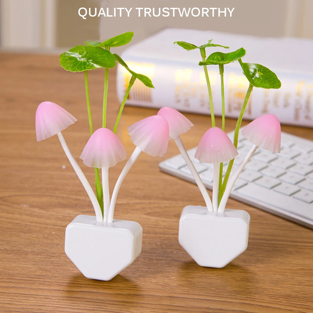 

Silicone LED Night Light Mushroom Wall Socket Lamp EU US Plug Warm White Light-control Sensor Bedroom Light Home Decoration