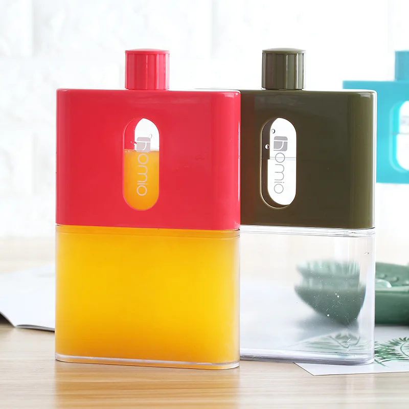 BPA Free A5 бутылка для бумажных книг плоская фляга воды пластиковая портативная