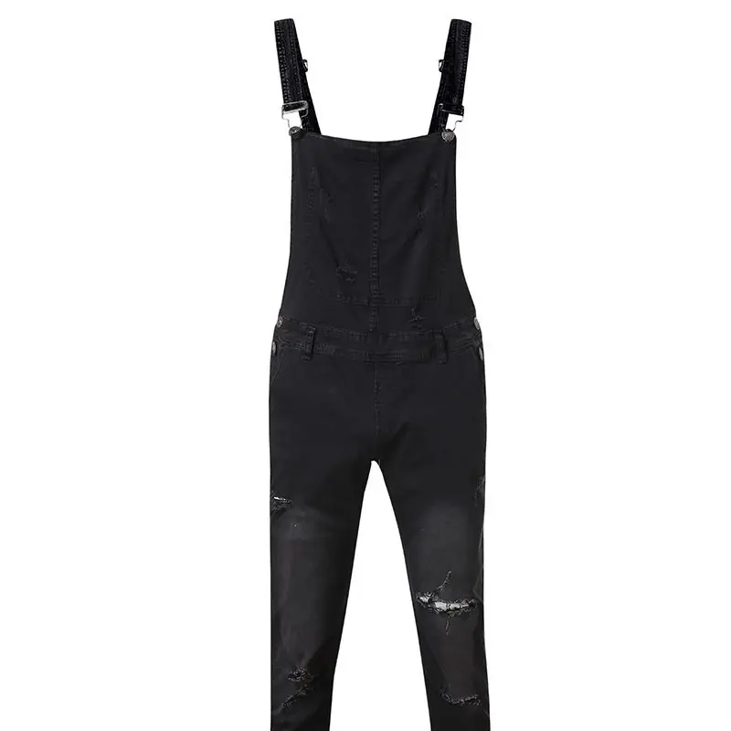Men's Denim Ripped Overalls Washed Tight Trousers