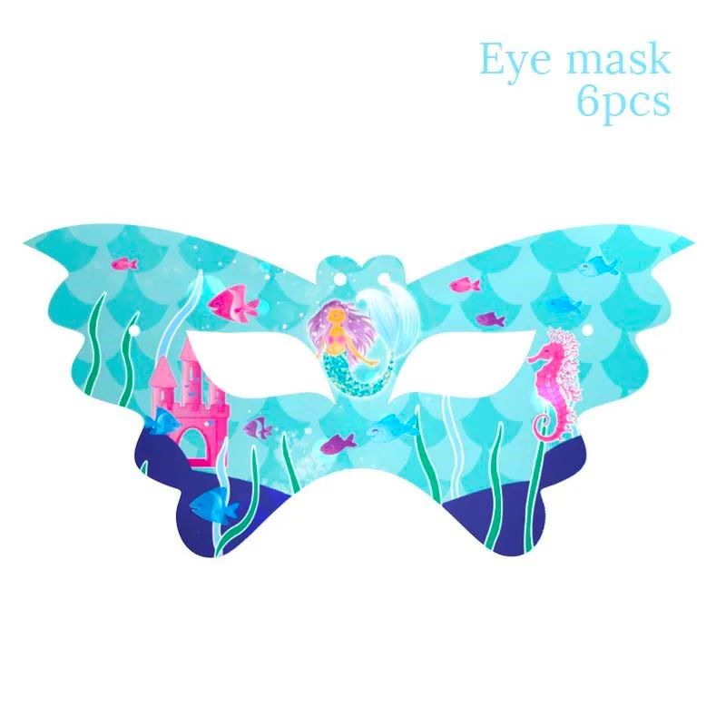 6pcs mask Украшение в виде русалки на день рождения; обертки для капкейков; для дня рождения; для девочек; для вечеринки; для детей; для принцесс; маленькая Русалочка; вечерние принадлежности для декора - Цвет: 6pcs mask