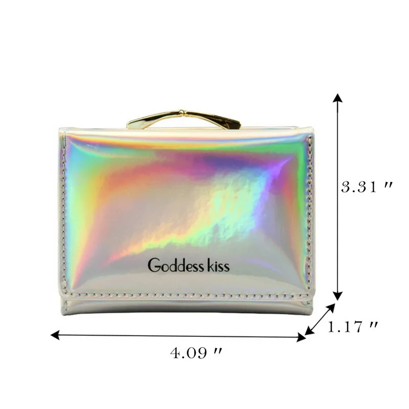

Laser Shine Wallet Women2021 Cute Candy Purse Small Card Holder Zipper Coin Pocket Female Wallet Trifold Short Wallets For Women