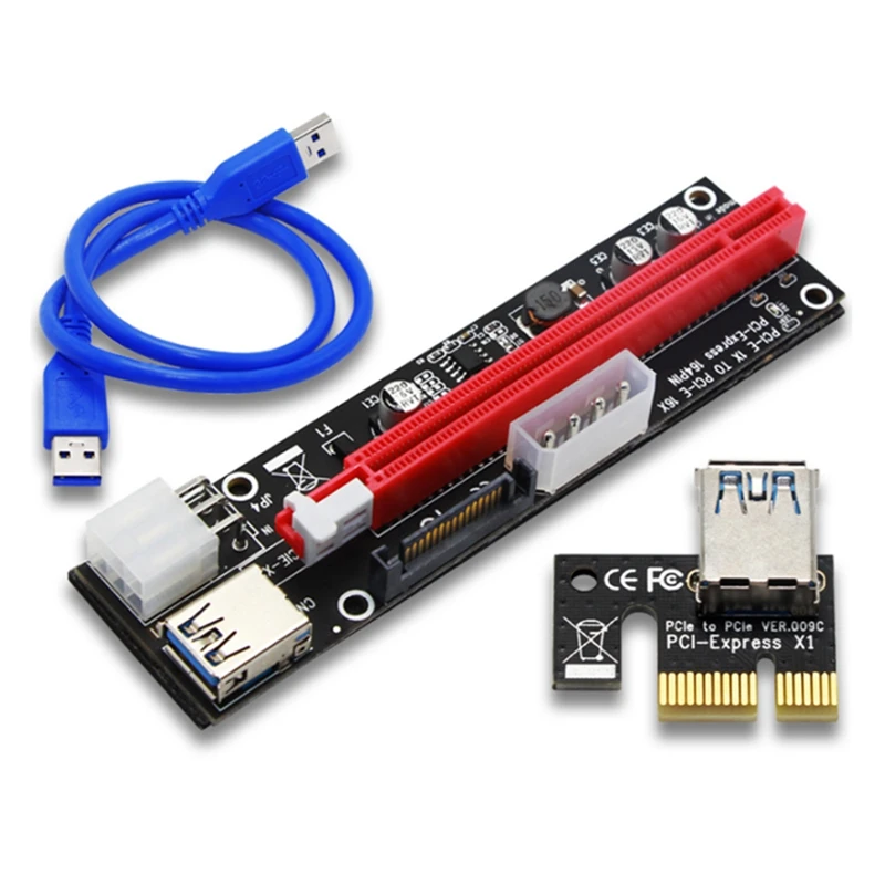 VER103C 3 in 1 LED Riser Power PCI-E Card 4Pin 6Pin Sata 15PIN PCI Express 1X to 16X Extension Cable for Bitcoin | Компьютеры и офис