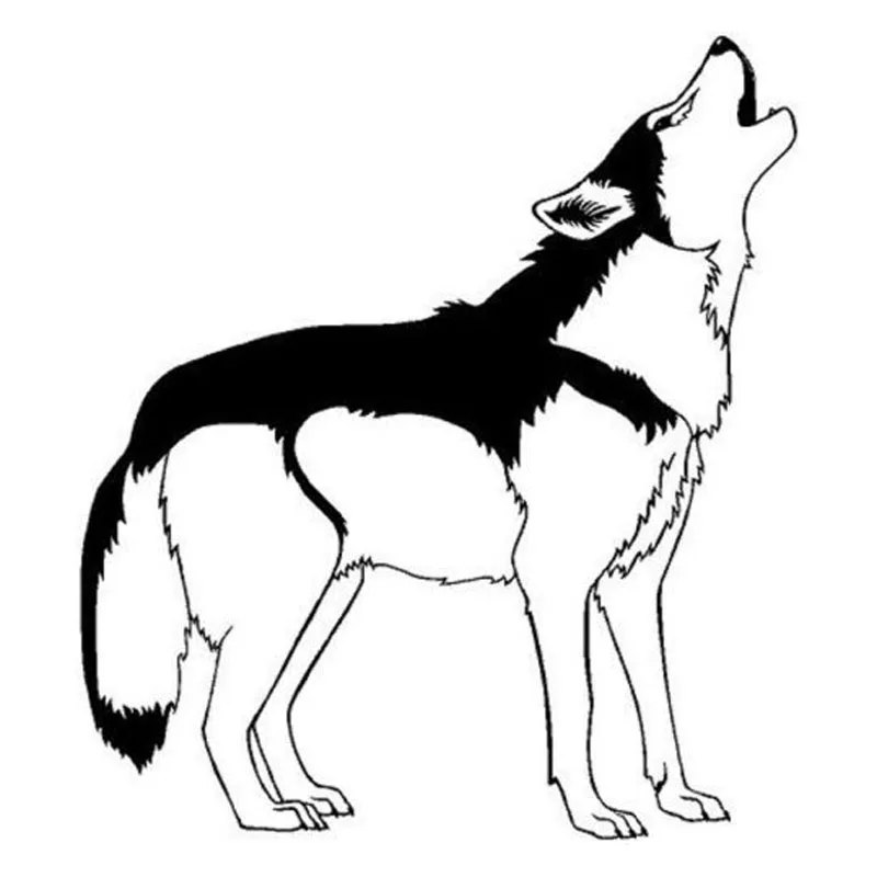 

19*21.5CM A Howling Wolf Creative Car Door Stickers Vinyl Large Wild Animal Car Styling Decals Black/Silver C9-0792