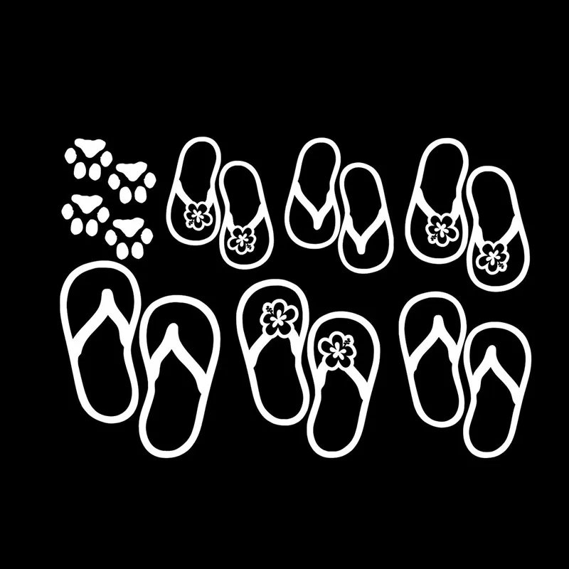 

5CM*31CM Beach Sandals Family Car Stickers Car Window PVC Vinyl Decoration Funny Car Sticker and Decals Car Styling
