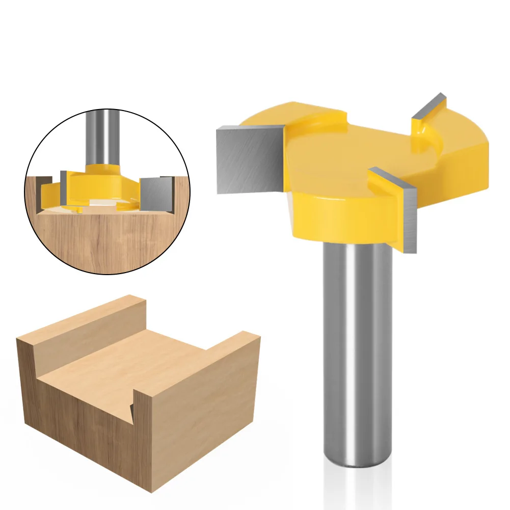 

1PC 1/2" 12.7MM 12MM Shank Milling Cutter Wood Carving 3 Edge T Type Slotting Cutter Woodworking Tool Router Bits For Wood
