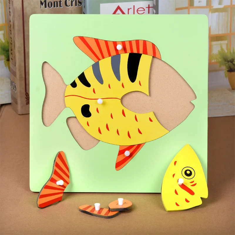 Деревянные игрушки монтессори детские биологические животные доска обучающие