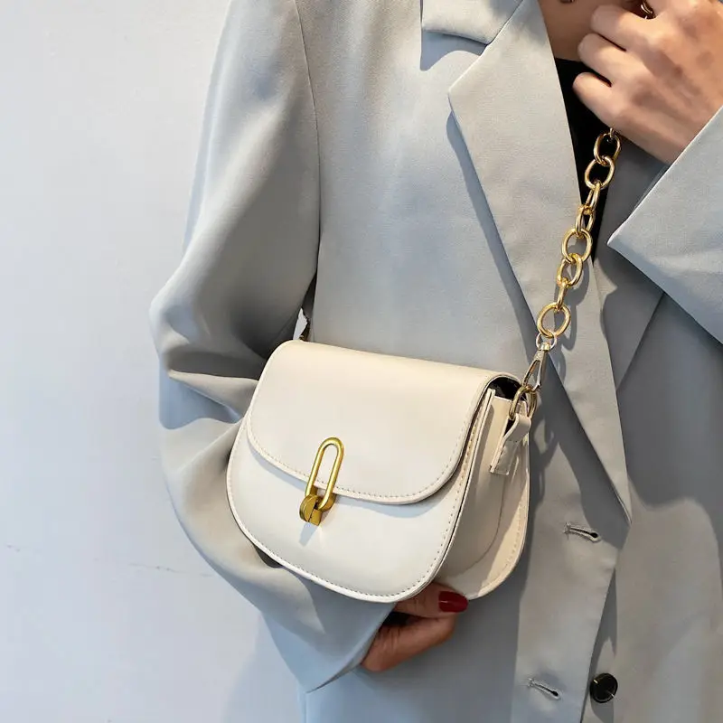 

Shoulder Bags Crossbody Bag Saddle Bag Designer Bag Women Handbag Chain PU Leather Messenger Bags Ladies Fashion Solid Purse