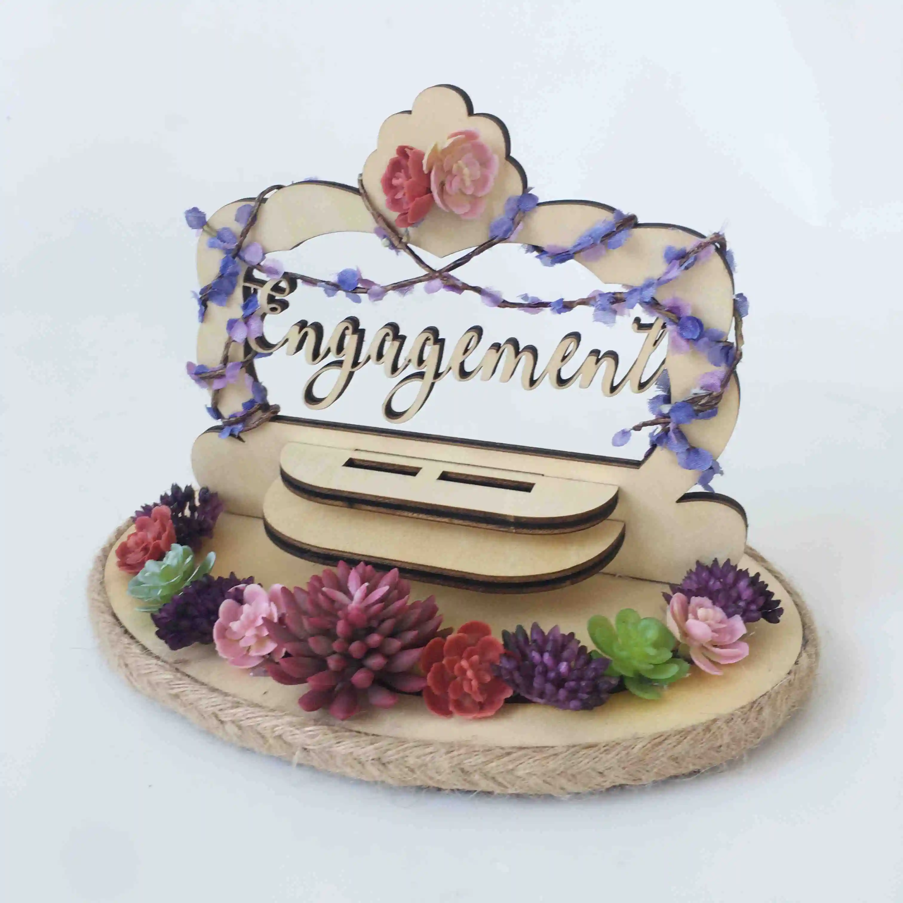 On sale custom name Anniversary Engagement rings bearer pillow wood wedding flower rustic ring box