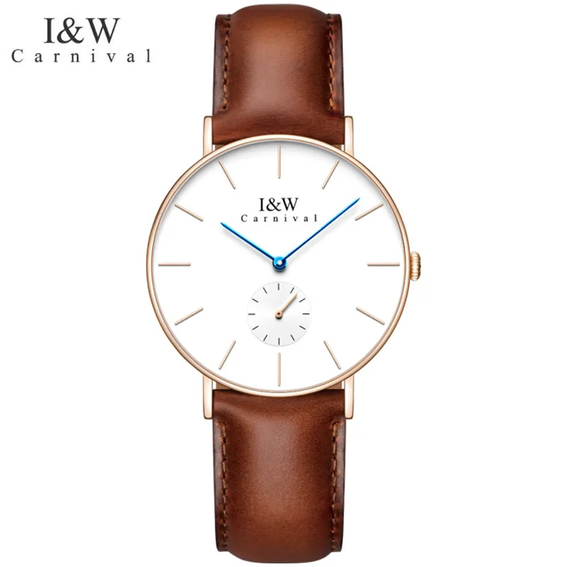CARNIVAL Top Brand Fashion Rose Gold Watch Men Luxury Ultra Thin Quartz Wristwatch Waterproof Men's Clock 2021 Relogio Masculino