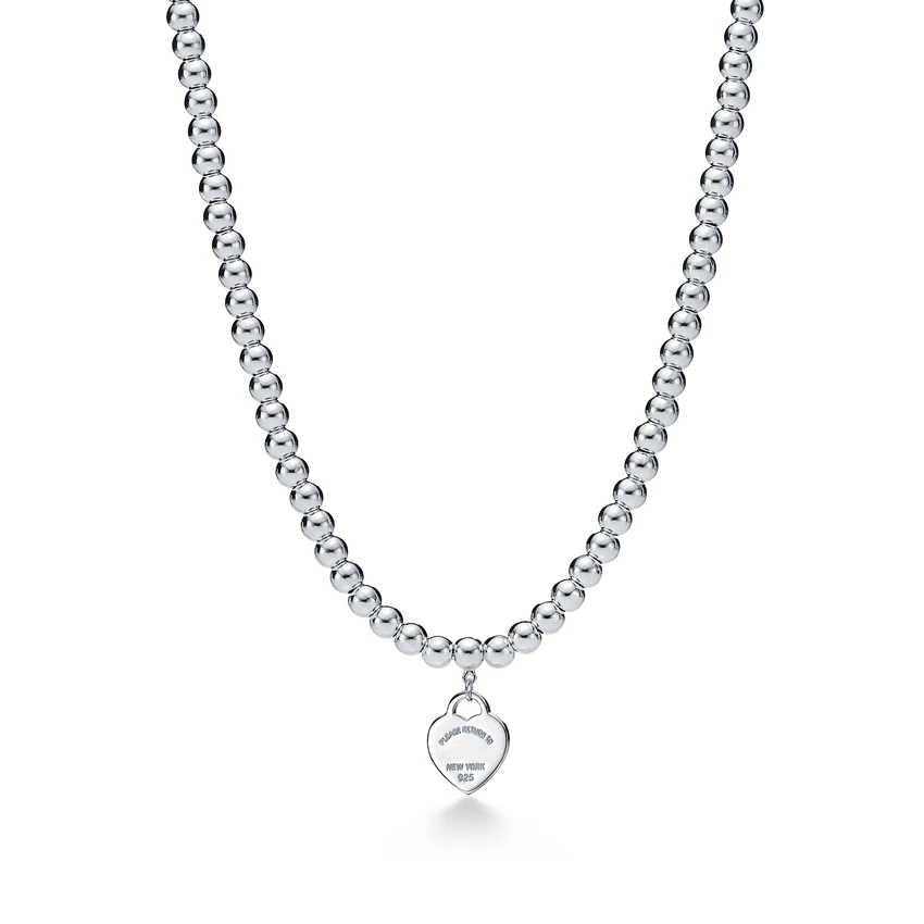 

S92 silver men and women heart-shaped pendant necklace birthday holiday party