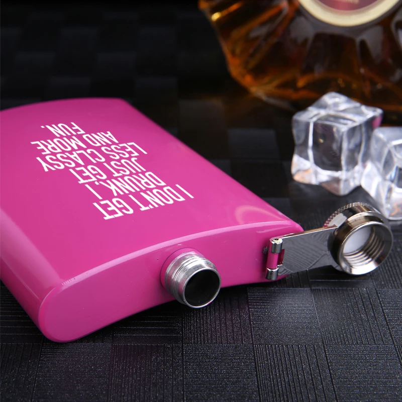 Фляга из нержавеющей стали 8 унций розово красная|Плоские фляги| |