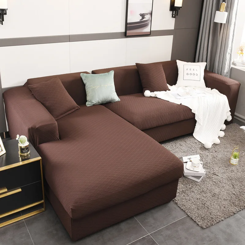 Solid Color Sofa Covers For Living Room Slip-resistant Cover Stretch L-shaped Case 1/2/3/4 Seater Couch | Дом и сад