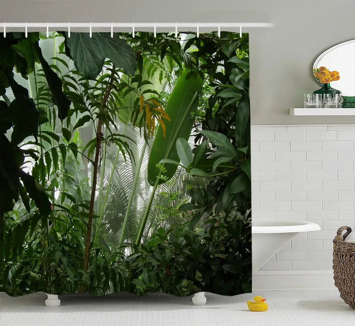 tropical plants floral shower curtains beige green palm leaves flowers nordic decor bathroom polyester fabric bath curtain sets free global shipping