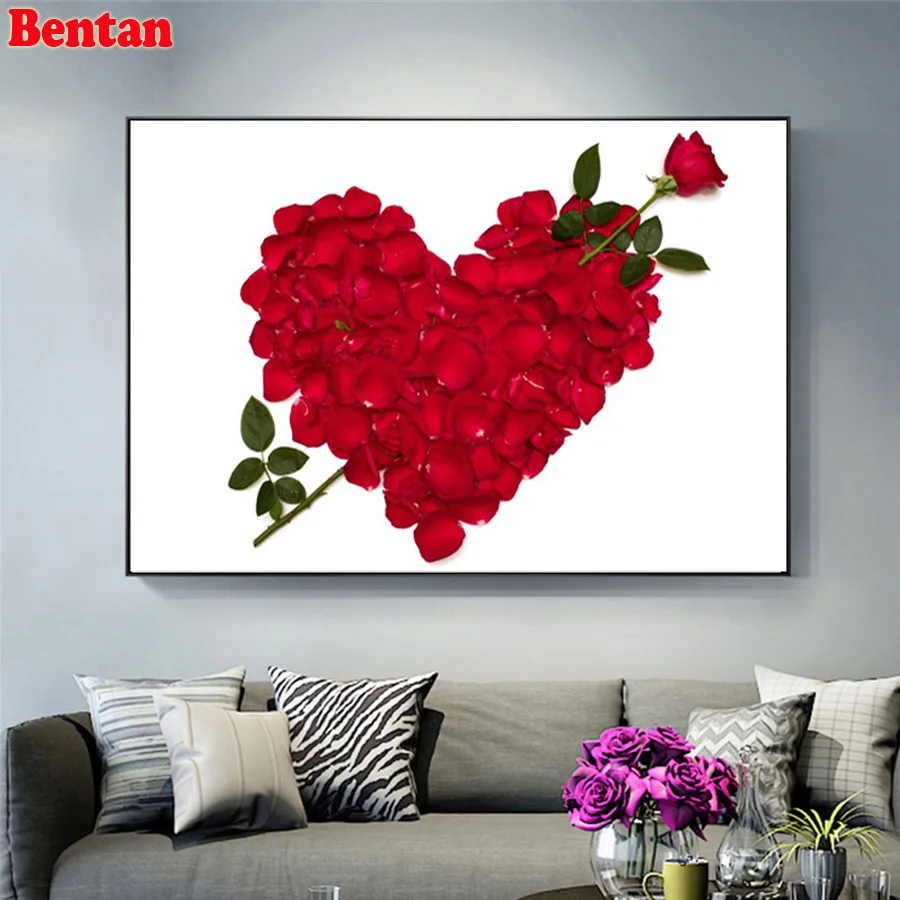 5D DIY Алмазная картина сердце розы цветы полная квадратная круглая дрель Вышивка