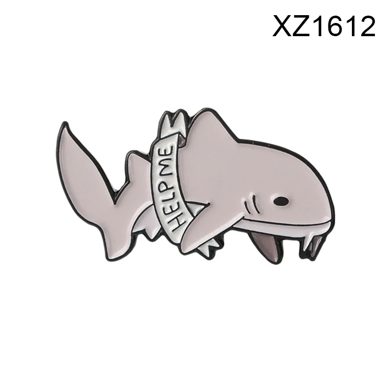 Милые серые Броши помогите мне очень усталости в виде пасти акулы-образный с