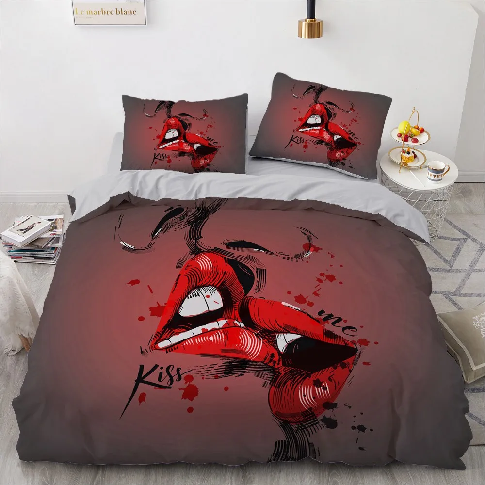 

Современные удобные Чехлы 3D индивидуальный дизайн поцелуй пододеяльник наборы подушек 200*230 см полный двойной Королевский размер серое пос...