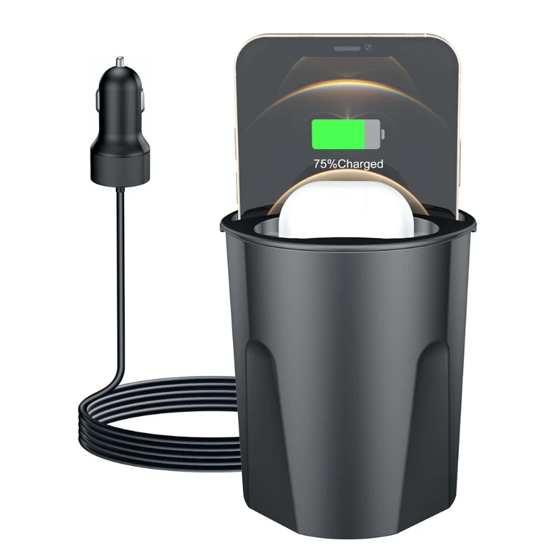 

Car Wireless Charger Cup Holder QI Wireless Car Phone Headset Charger Fast Wireless Charging Pad Stand 10W/7.5W/5W