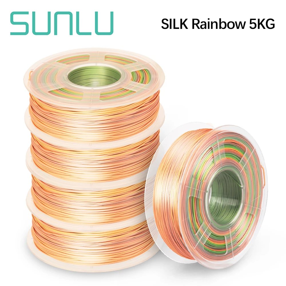 

SUNLU SILK Filament 1.75mm 1kg 5Rolls Rainbow color Printer Filaments PLA SILK Texture 3d Printing Pen Materials Good Toughness