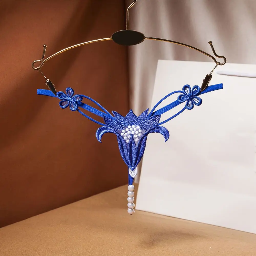 Трусики Тонг женские эластичные с открытой промежностью жемчугом|Трусики| |