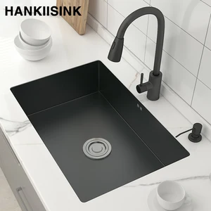 hankiisink stainless steel kitchen sink single bowl basin undermount brushed narrow edge bar sink with drain accessories free global shipping